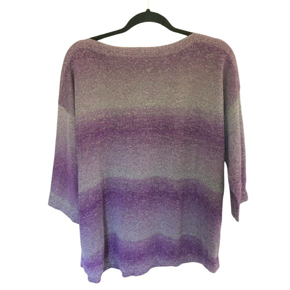 Croft & Barrow Women's Plus Lavender Pink Boatneck Space-Dye Light Knit Sweater - Picture 5 of 15
